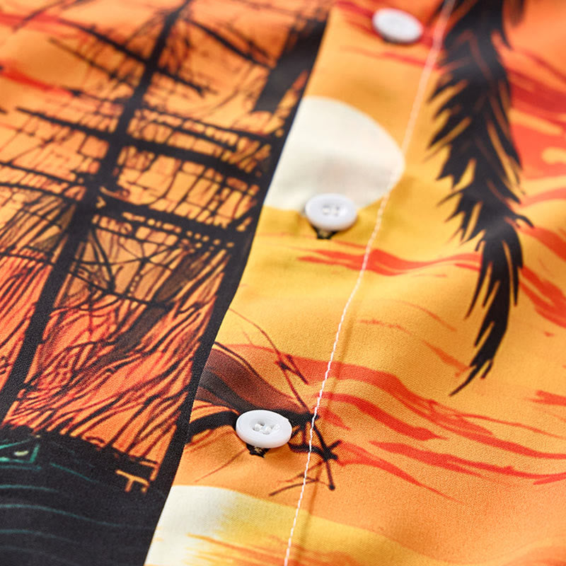 Men's Summer Travel Tropical Beach Sunset Printed Shirt - image 5
