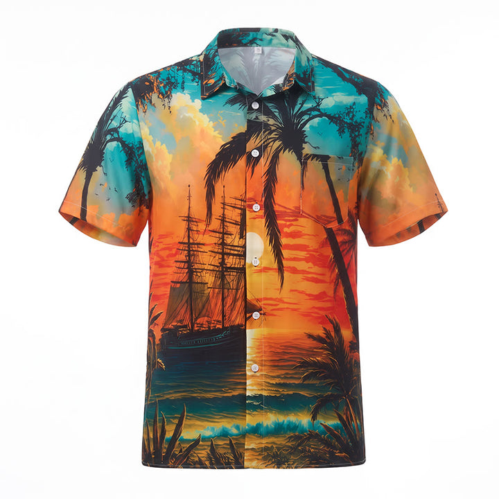 Men's Summer Travel Tropical Beach Sunset Printed Shirt - image 9