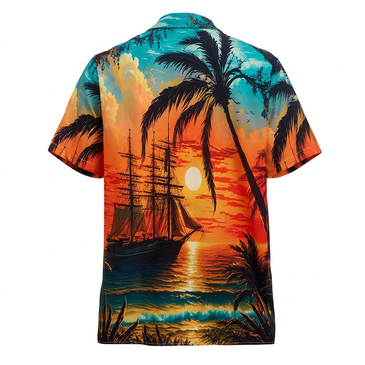 Men's Summer Travel Tropical Beach Sunset Printed Shirt - image 10