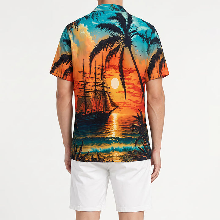 Men's Summer Travel Tropical Beach Sunset Printed Shirt - image 3
