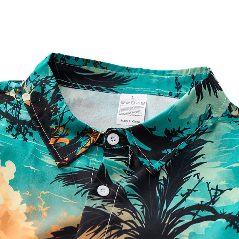 Men's Summer Travel Tropical Beach Sunset Printed Shirt - image 4