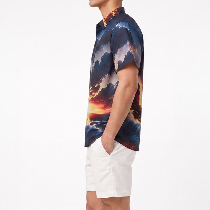 Men's Summer Vacation Ocean Lighthouse Sunset Wave 3d Print Shirt - image 2