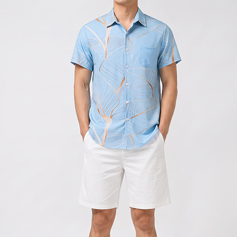Men's Tropical Golden Banana Leaf 3D Summer Beach Shirt - image 1