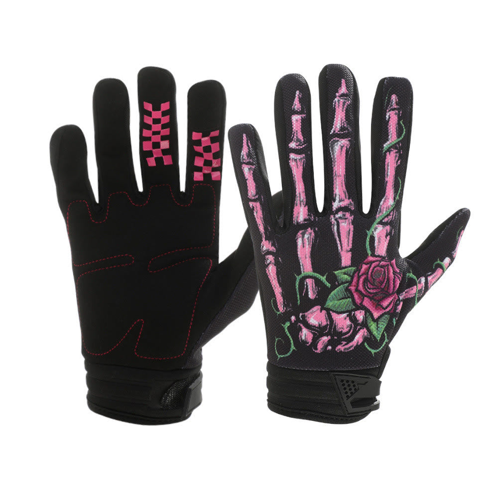 Rose Skeleton Motorcycle Touchscreen Full Finger Tactical Gloves - image 3
