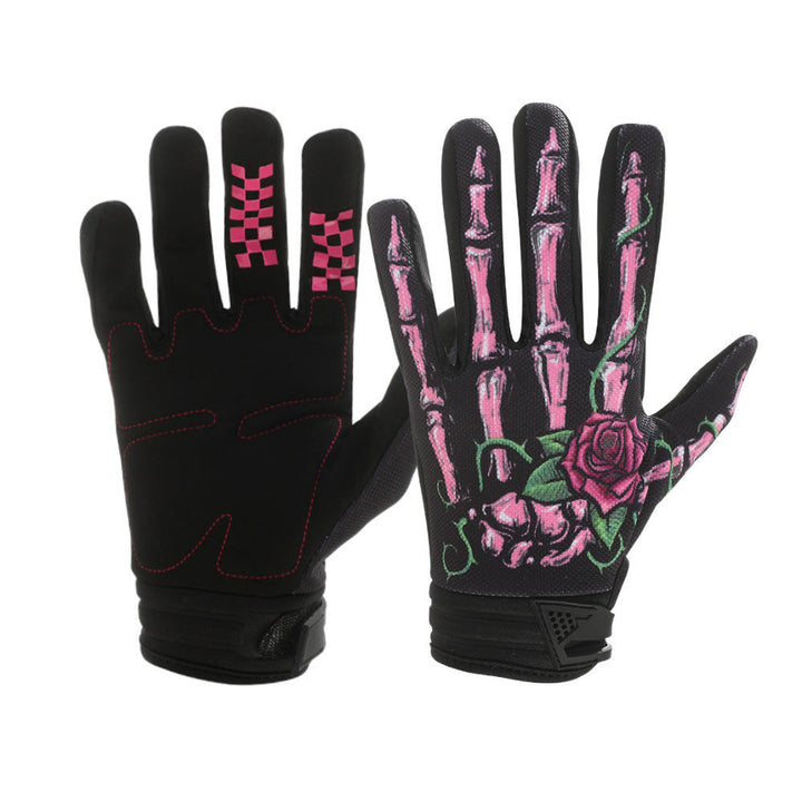 Rose Skeleton Motorcycle Touchscreen Full Finger Tactical Gloves - image 3