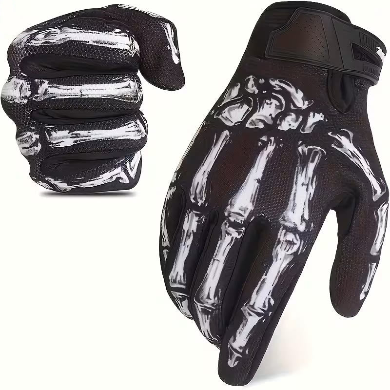 Rose Skeleton Motorcycle Touchscreen Full Finger Tactical Gloves - White - XL - image 4