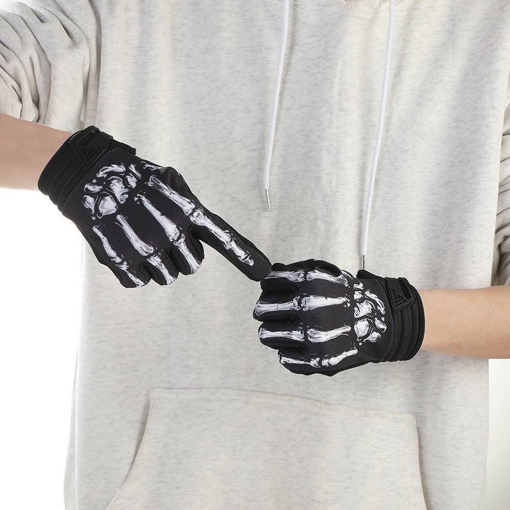 Rose Skeleton Motorcycle Touchscreen Full Finger Tactical Gloves - image 7