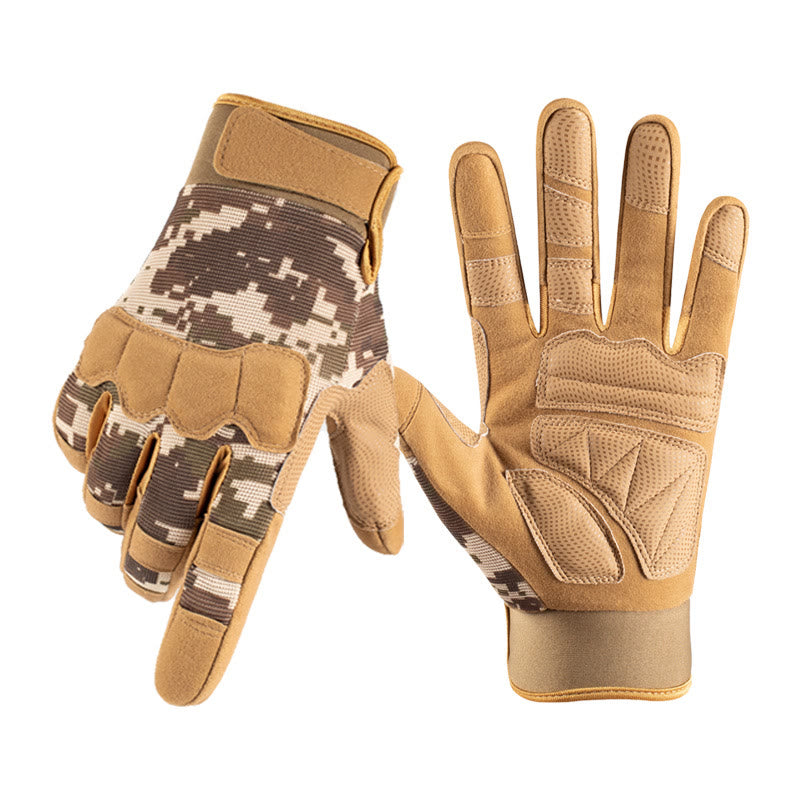 Full Finger Anti-Slip Padded Palm Military Tactical Gloves - Yellow Camo - XL - image 0
