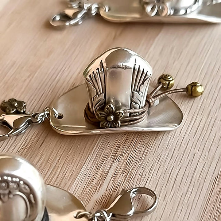 Cute Mini Floral Carving Cowboy Hat Keychain - Style #5 - image 4