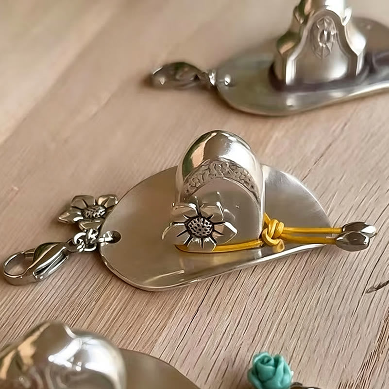 Cute Mini Floral Carving Cowboy Hat Keychain - Style #7 - image 6