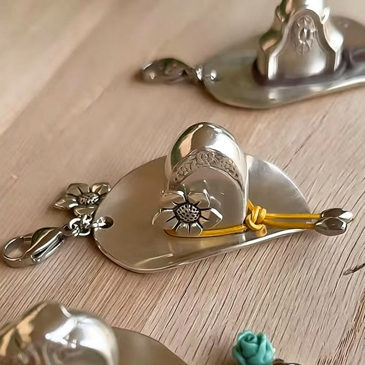 Cute Mini Floral Carving Cowboy Hat Keychain - Style #7 - image 6