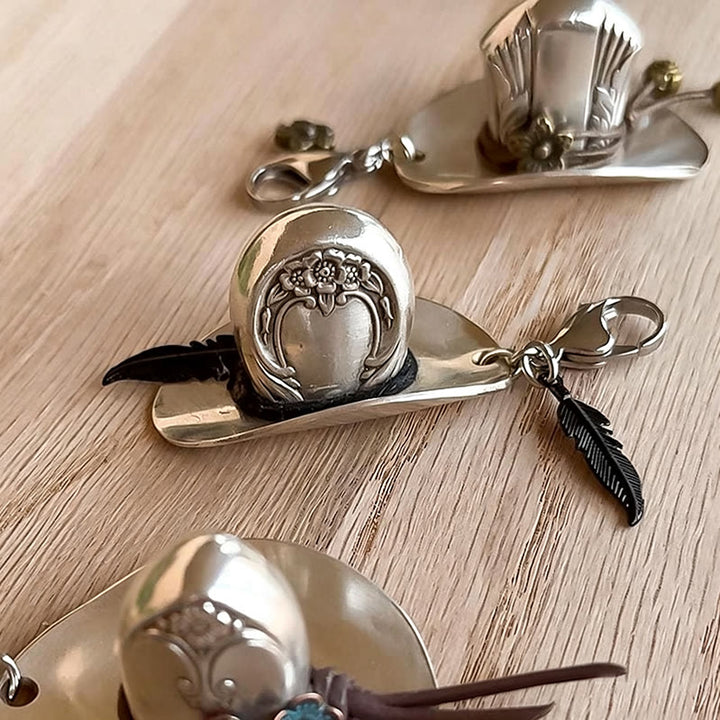 Cute Mini Floral Carving Cowboy Hat Keychain - Style #1 - image 0