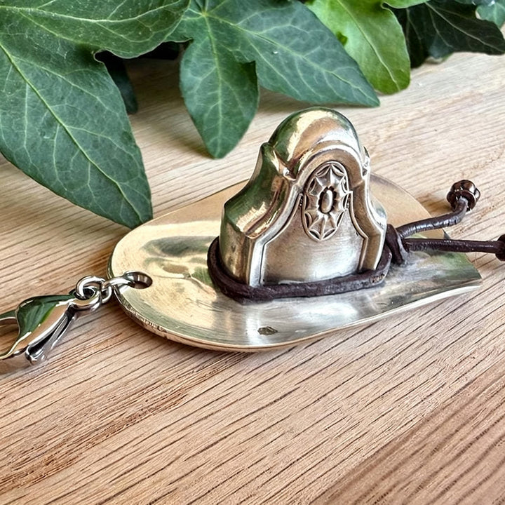 Cute Mini Floral Carving Cowboy Hat Keychain - Style #3 - image 2
