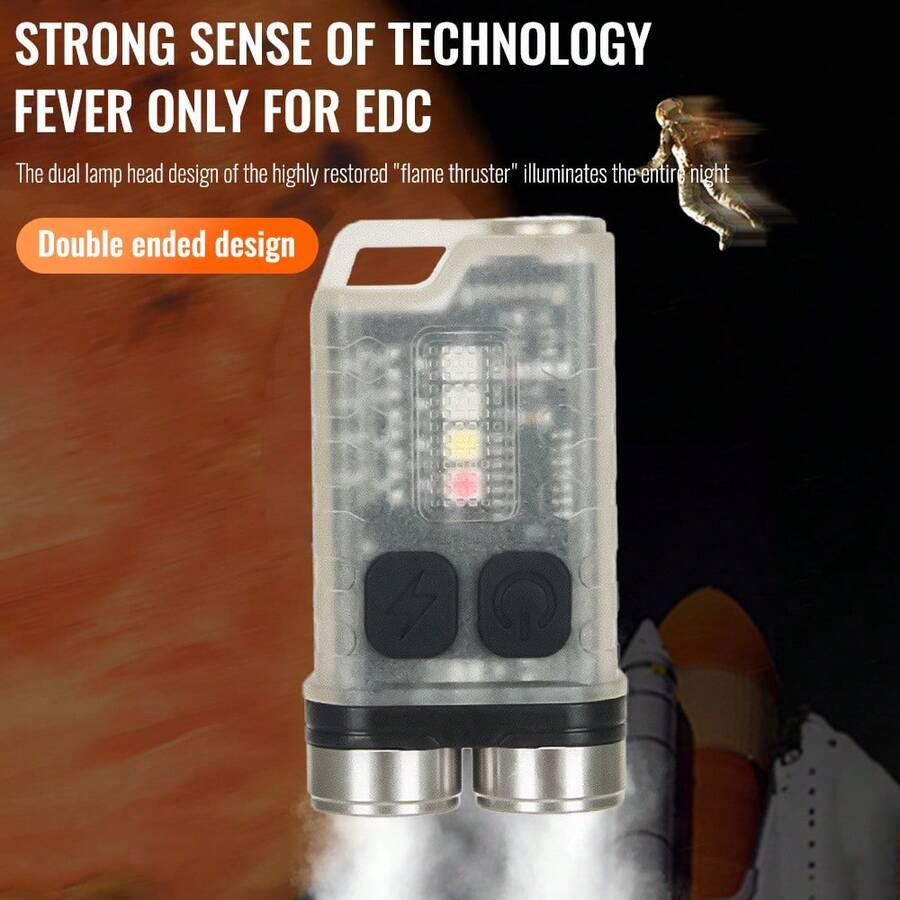 Outdoor Mini LED Dual Beam Rechargeable Flashlight Keychain - image 3
