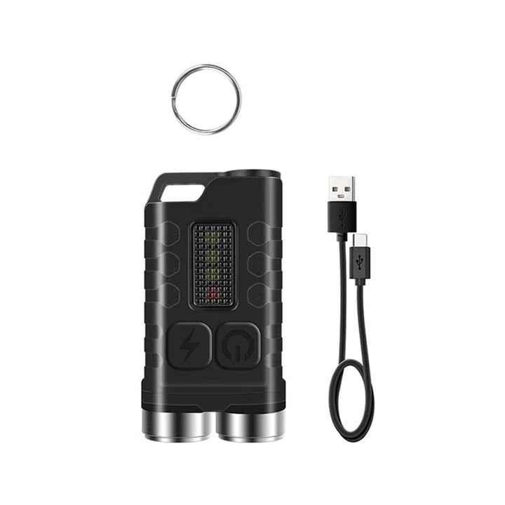 Outdoor Mini LED Dual Beam Rechargeable Flashlight Keychain - Black - image 2