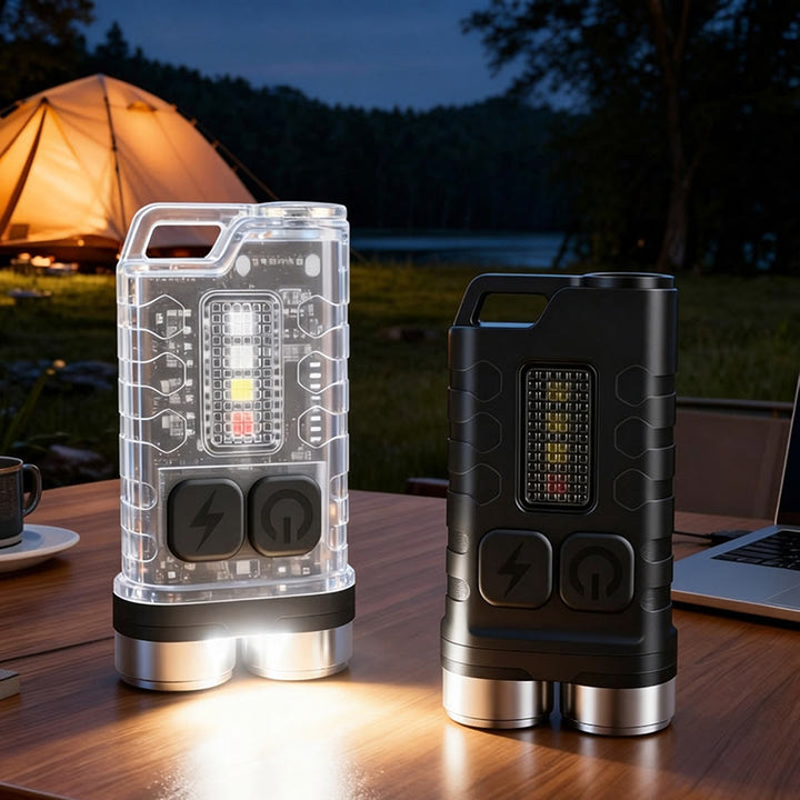 Outdoor Mini LED Dual Beam Rechargeable Flashlight Keychain - image 1