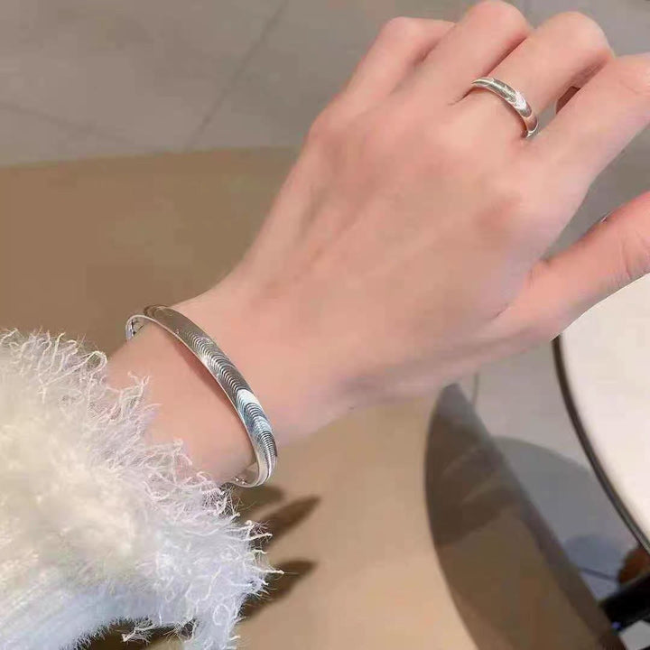 Minimalist Designer Wave-Inspired Silver Open Cuff Bracelet - image 2