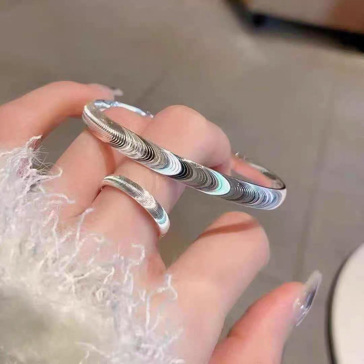 Minimalist Designer Wave-Inspired Silver Open Cuff Bracelet - image 0