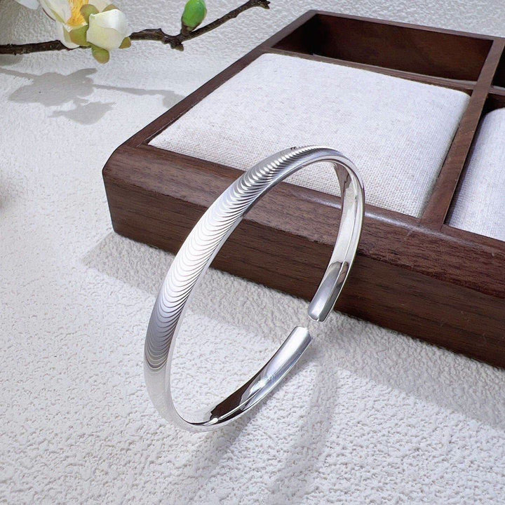 Minimalist Designer Wave-Inspired Silver Open Cuff Bracelet - image 7