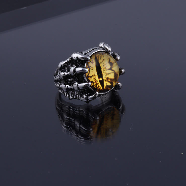 Gothic Demon Eagle Claw Aesthetic Evil Eye Ring - Gold - Opening - image 8
