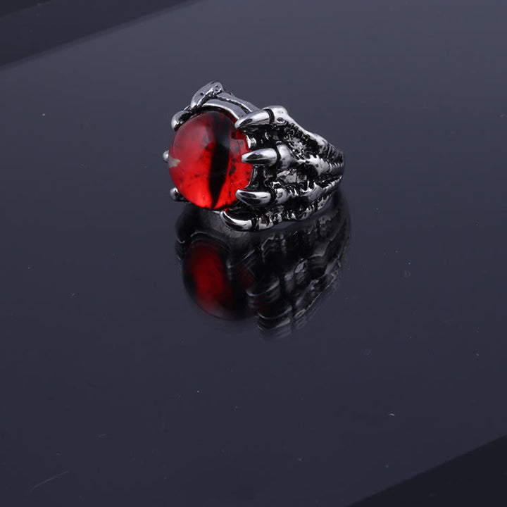 Gothic Demon Eagle Claw Aesthetic Evil Eye Ring - Red - Opening - image 4