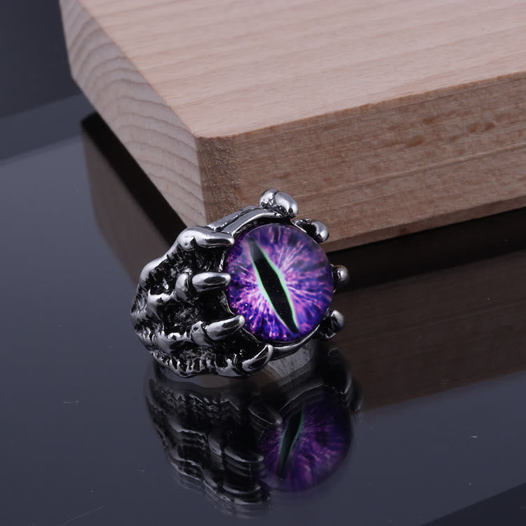 Gothic Demon Eagle Claw Aesthetic Evil Eye Ring - Purple - Opening - image 6