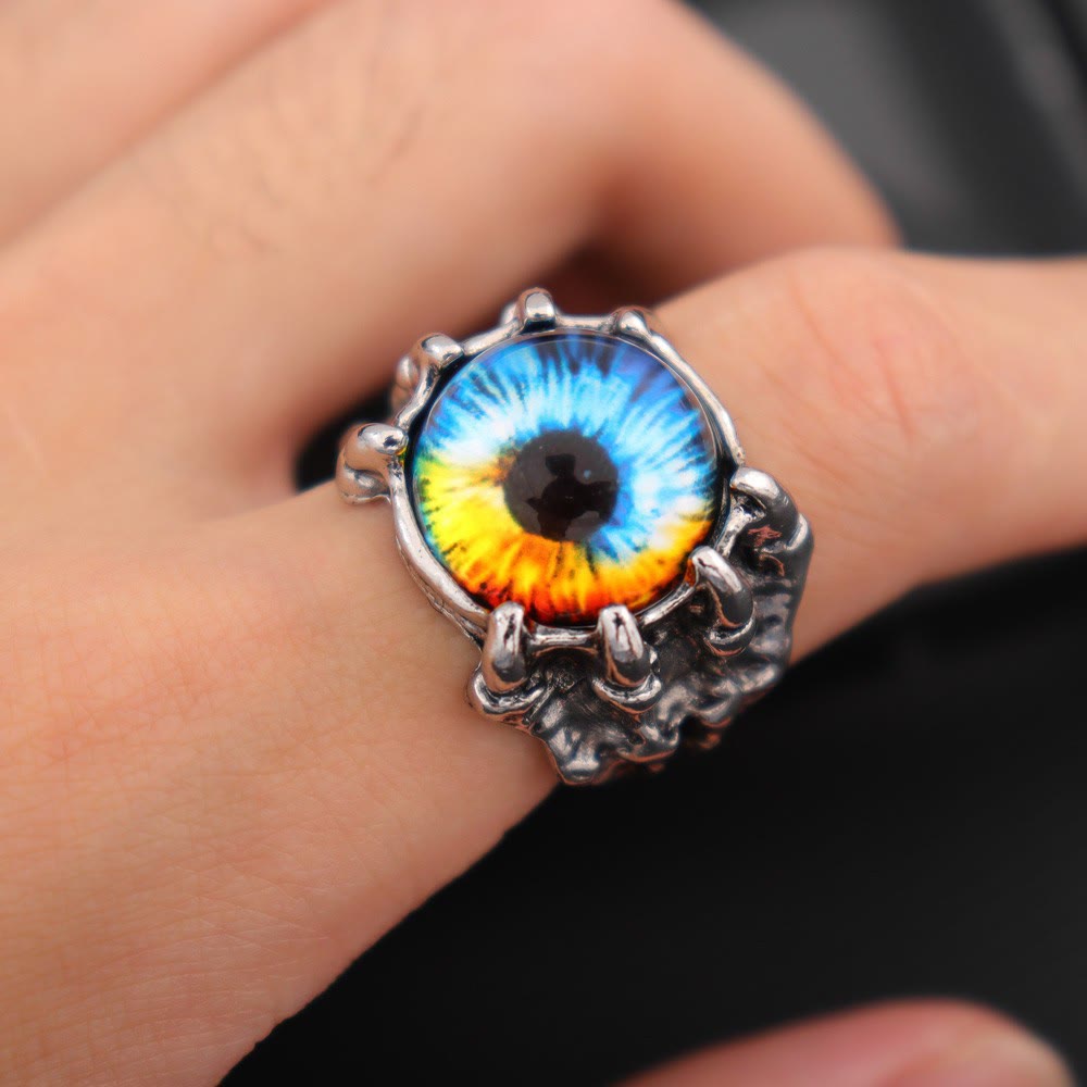 Gothic Demon Eagle Claw Aesthetic Evil Eye Ring - Colorful - Opening - image 9