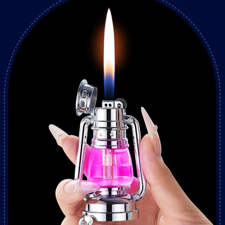 Creative Oil Lamp Shape Colorful Light Butane Lighter - image 7