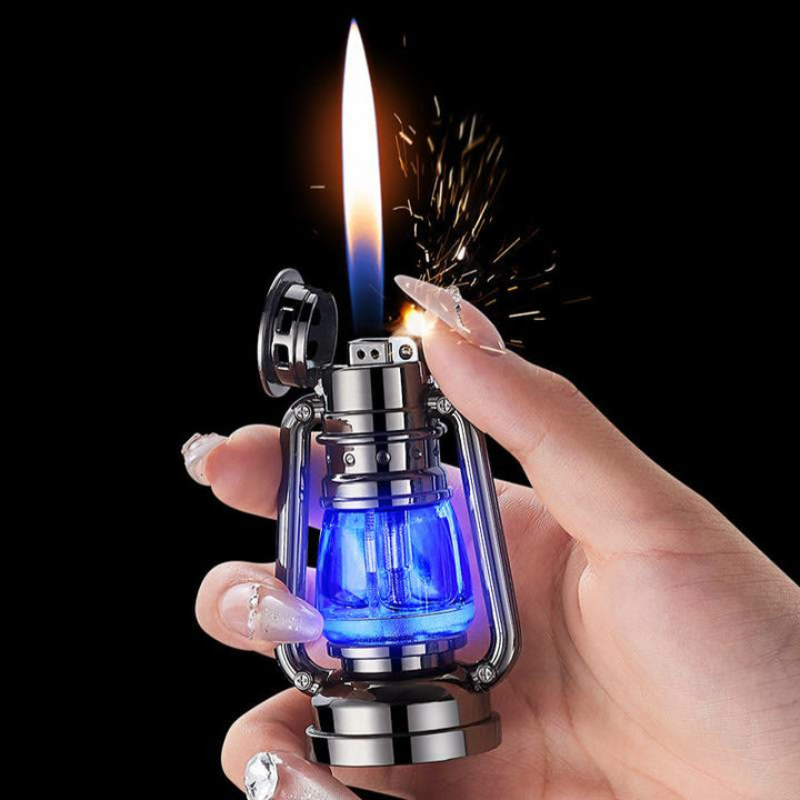 Creative Oil Lamp Shape Colorful Light Butane Lighter - image 2