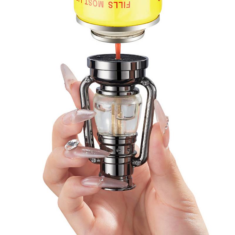 Creative Oil Lamp Shape Colorful Light Butane Lighter - image 4