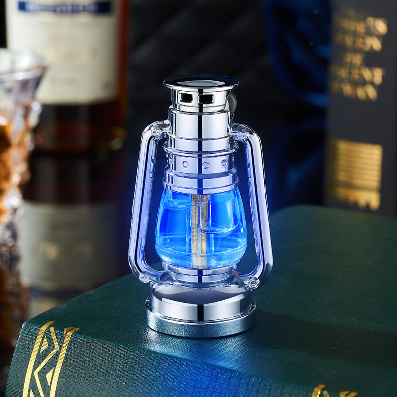 Creative Oil Lamp Shape Colorful Light Butane Lighter - Silver - image 8