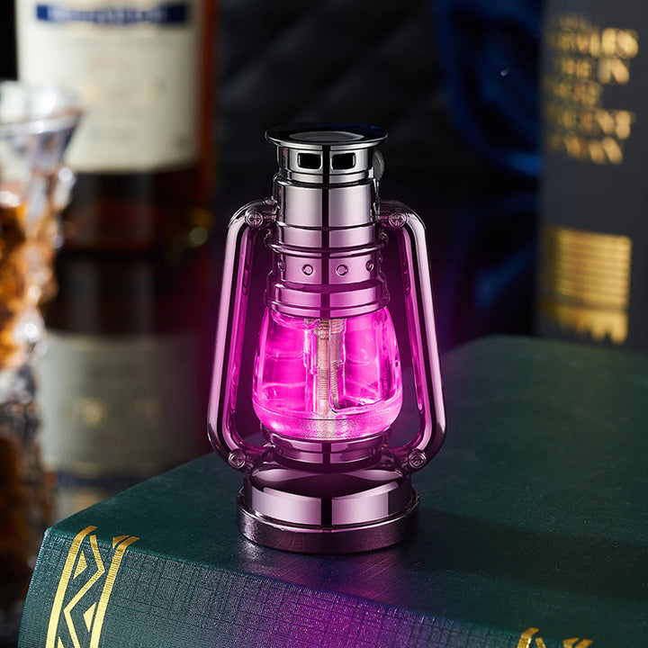 Creative Oil Lamp Shape Colorful Light Butane Lighter - Black - image 1