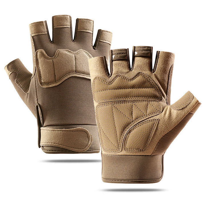Breathable Army Training Half Finger Tactical Gloves - Sandy Brown - XL - image 8