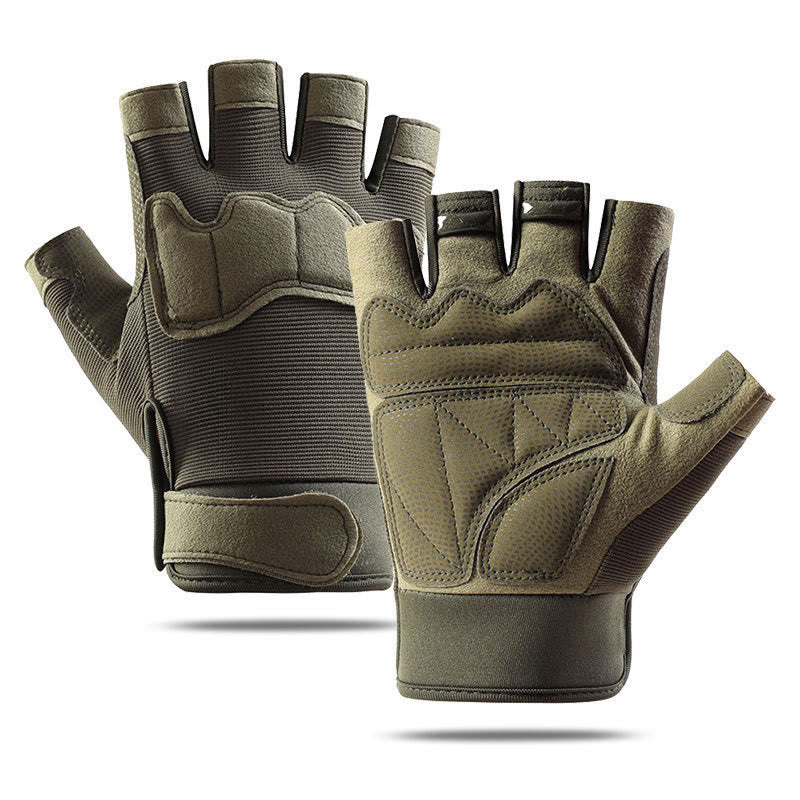 Breathable Army Training Half Finger Tactical Gloves - Army Green - XL - image 9