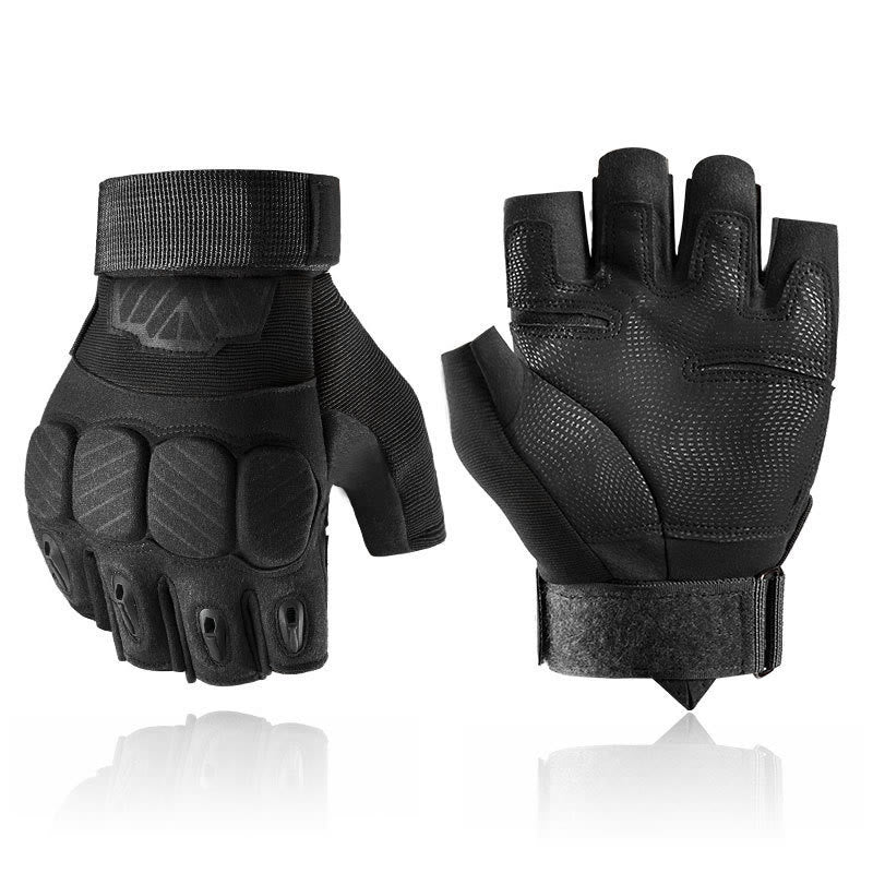 Tactical Mountain Bike Gloves With Hard Knuckle Protection - Black - XL - image 5