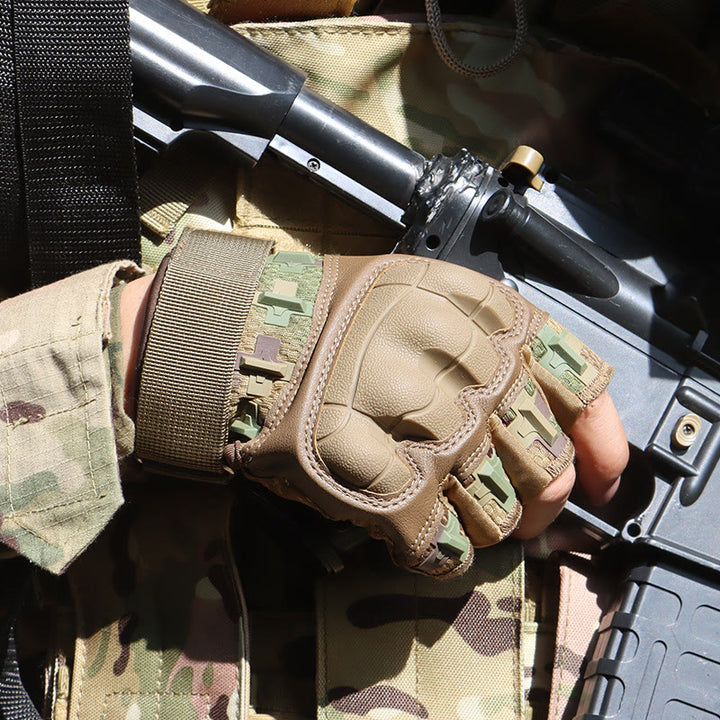 Outdoor Hard Knuckle Army Military Fingerless Gloves - image 4