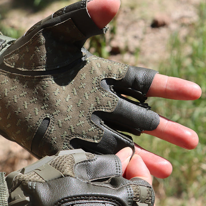 Outdoor Hard Knuckle Army Military Fingerless Gloves - image 1