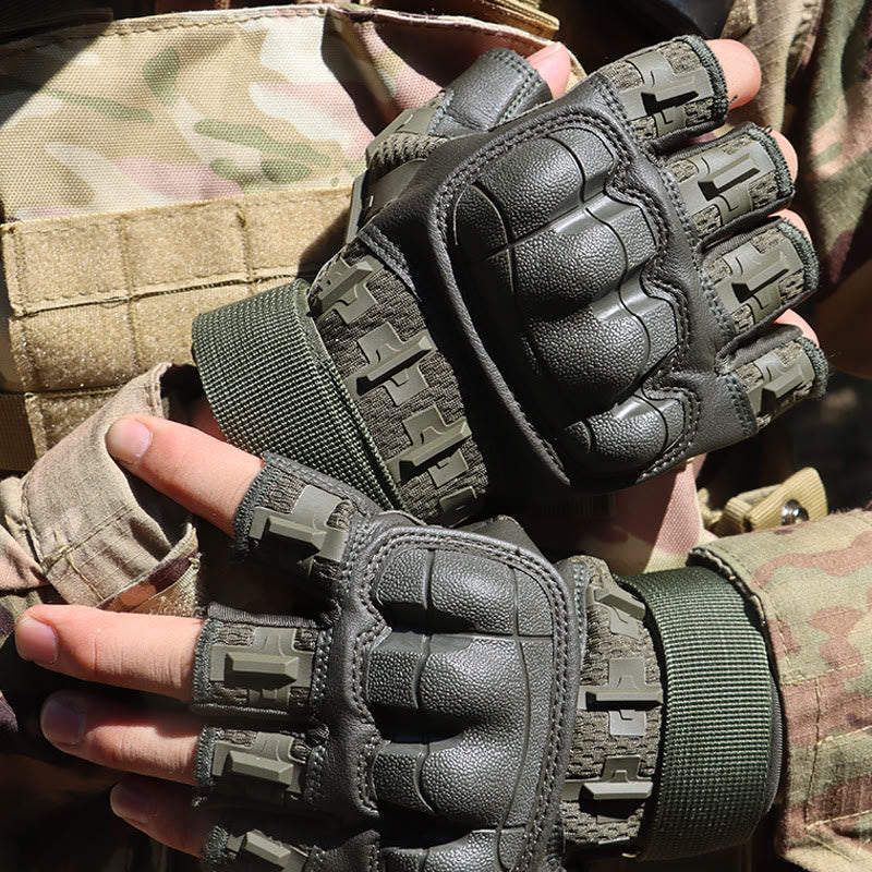 Outdoor Hard Knuckle Army Military Fingerless Gloves - image 7