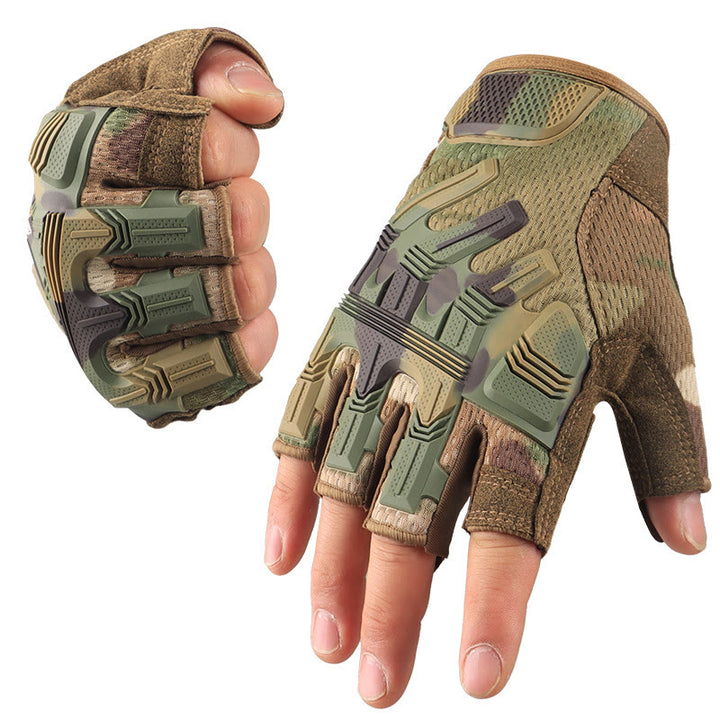 Tactical Mechanic Anti-Slip Breathable Half-Finger Gloves - Camo - XL - image 0