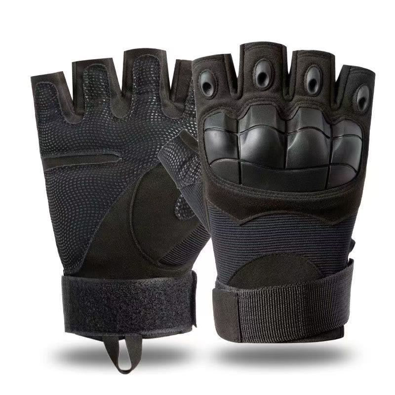 Minimalist Tactical Aesthetic Military Half Finger Gloves - Black - XL - image 4