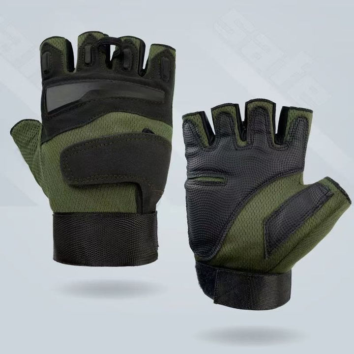 Cycling & Motorcycle Half Finger Gloves With Hard Shell Protection - Green - XL - image 4