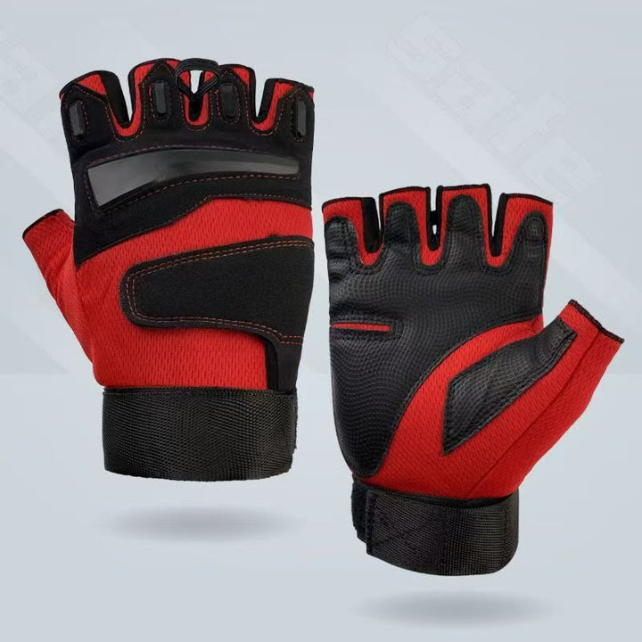 Cycling & Motorcycle Half Finger Gloves With Hard Shell Protection - Red - XL - image 8