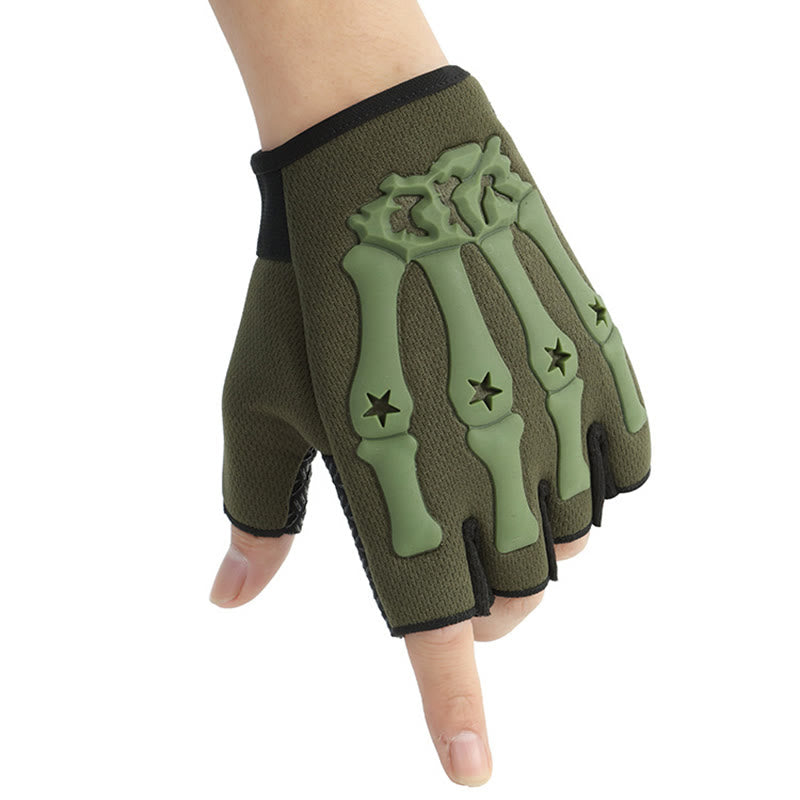 Breathable Cycling Tactical Gloves With Skeleton Knuckle Protection - Army Green - One Size - image 6