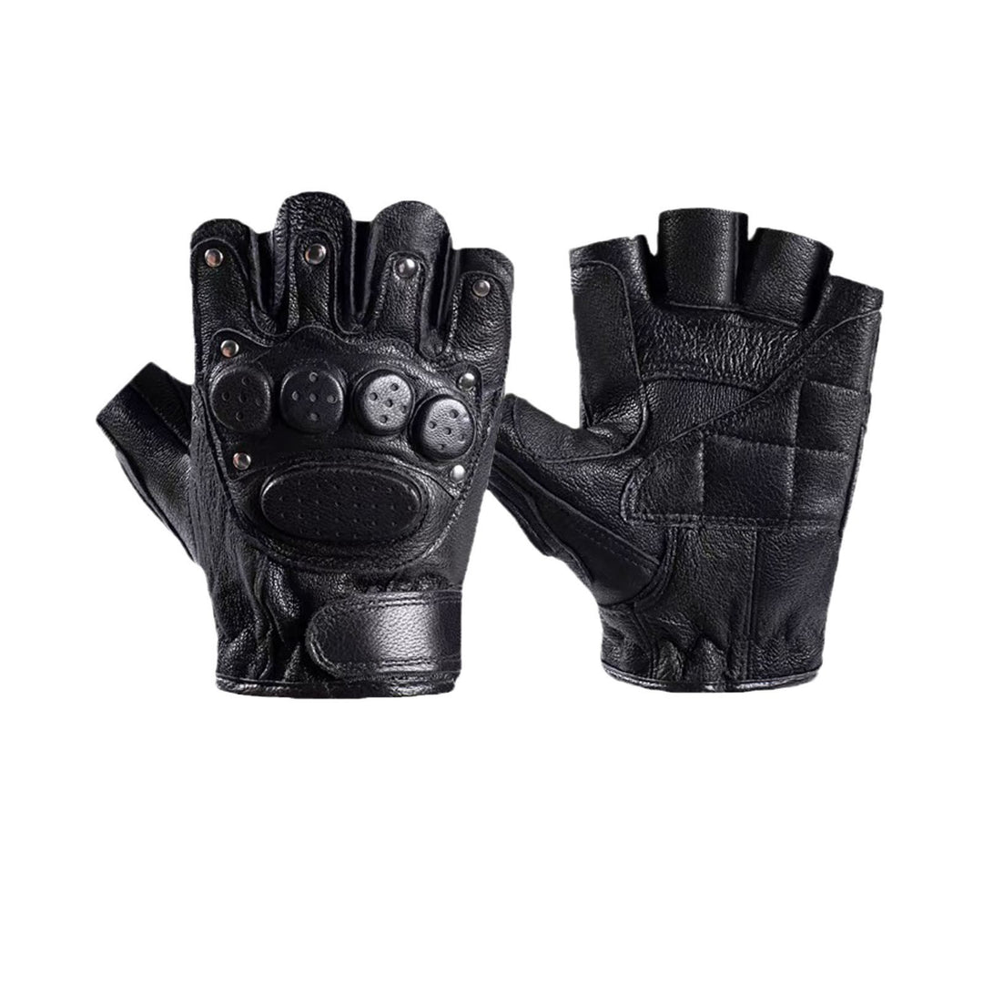 Motorcycle Black Sheepskin Leather Gloves With Hard Knuckle Armor - image 7
