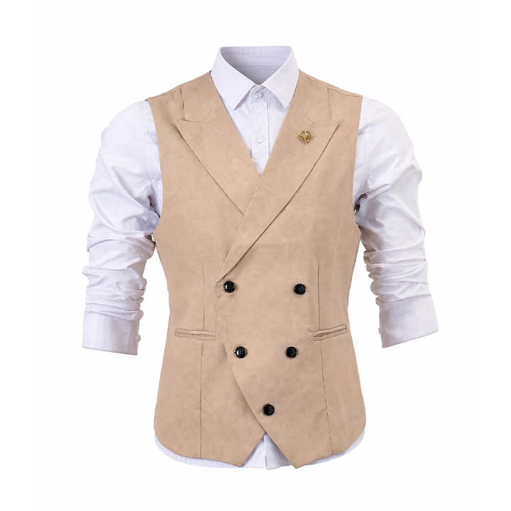 Men's Modern Cowboy Waistcoat Double-breasted Suit Vest With Brooch - image 10