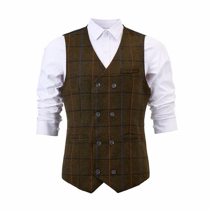 Men's Plaid Pattern Peaky Blinders Inspired Suit Vest - image 11