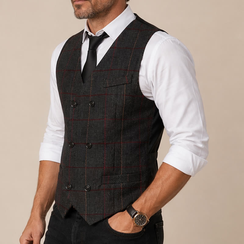 Men's Plaid Pattern Peaky Blinders Inspired Suit Vest - image 3