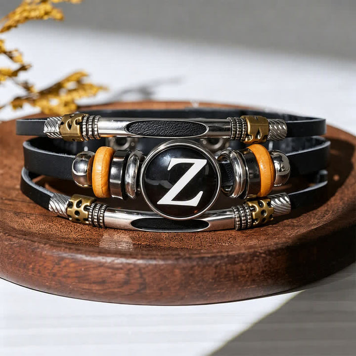 26 Initial Letter Time Gem Leather Bracelet - Letter-Z - image 30