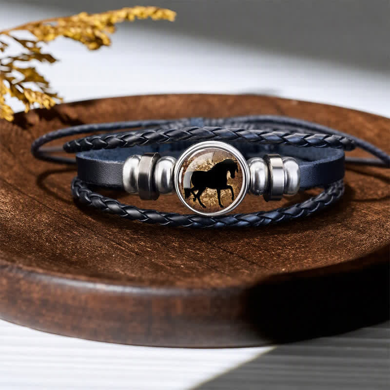 Animal Horse Head Charm Glass Beaded Adjustable Leather Bracelet - Horse Head - image 4