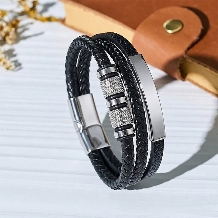 Minimalist Geometric Multi-strand Braided Leather Bracelet - Silver - 7.48" / 19cm - image 8